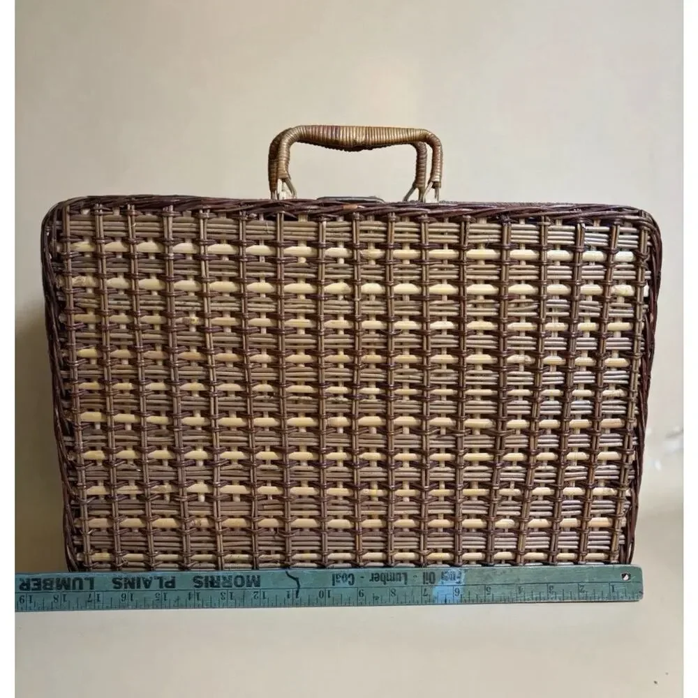 Grey Goose Vodka Wicker Picnic Basket Tote Suitcase Blue Lining Empty Promo